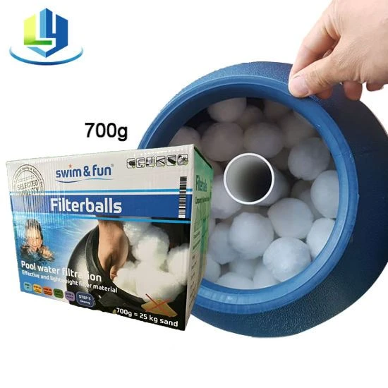 Supplier Media Filter Kolam Renang Bola Fiber 700g Kemasan Kotak Warna
