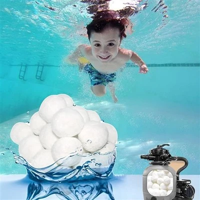 Bola Filter Kolam Renang Bola Serat Poliester Ganti Pasir di Pabrik Filter Pasir Kolam Renang